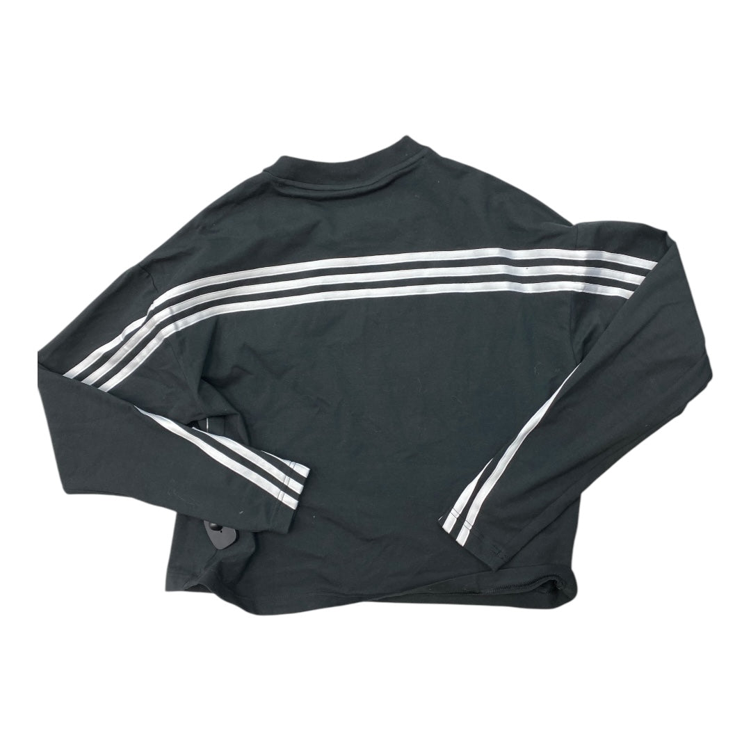 Athletic Top Long Sleeve Crewneck By Adidas In Black & White, Size: L