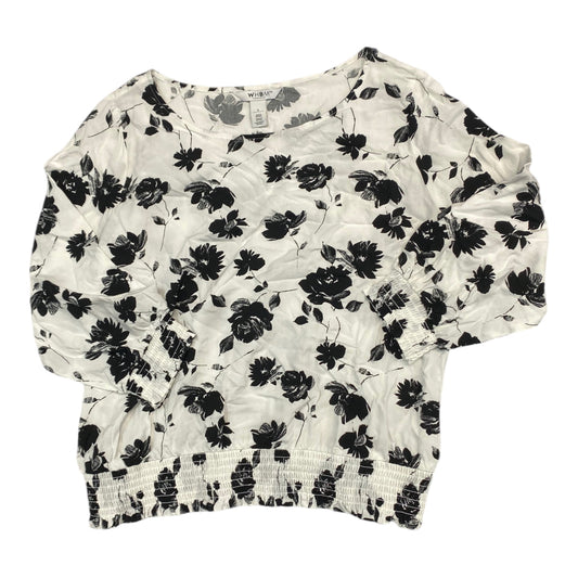 Top Long Sleeve By White House Black Market In Black & White, Size: L