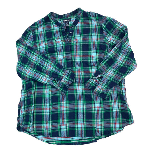 Top Long Sleeve By Lands End In Plaid Pattern, Size: 3x