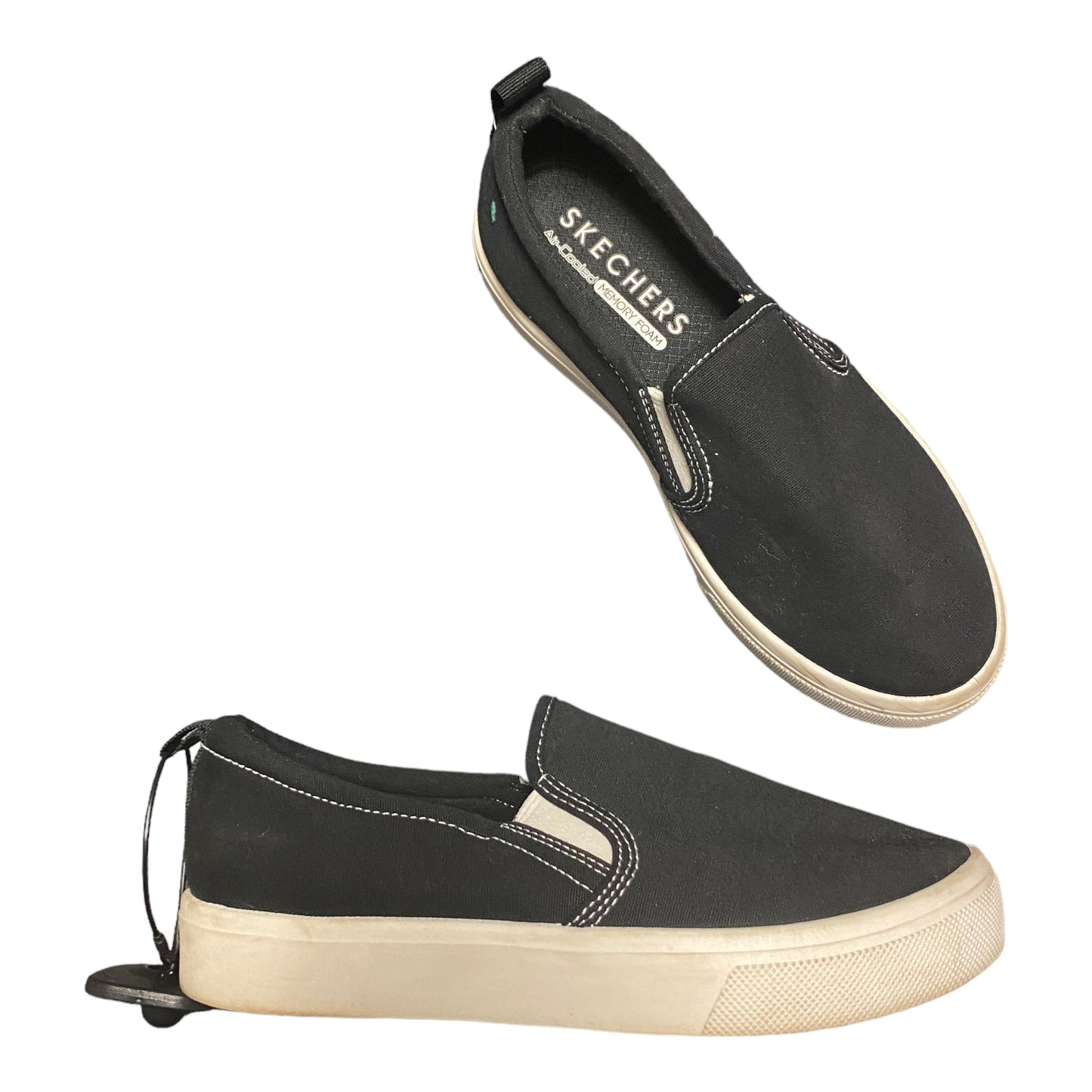 Black & White Shoes Flats Skechers, Size 6.5