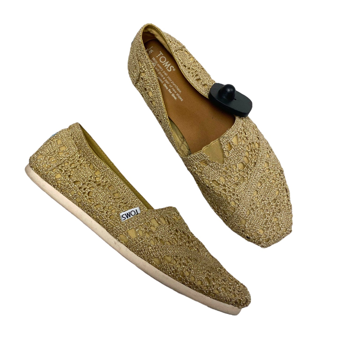 Shoes Flats By Toms In Gold, Size: 9