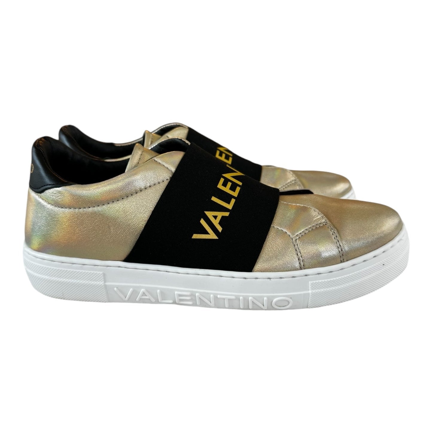 Shoes Luxury Designer By Valentino by Mario In Gold, Size: 9