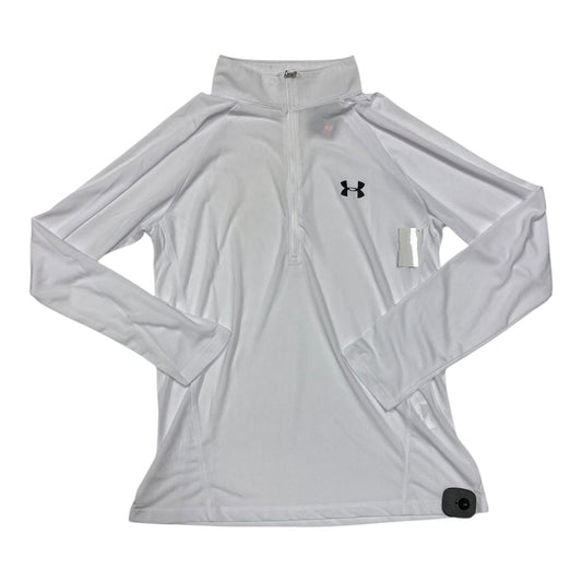 Athletic Top Long Sleeve Collar By Under Armour In White, Size: L