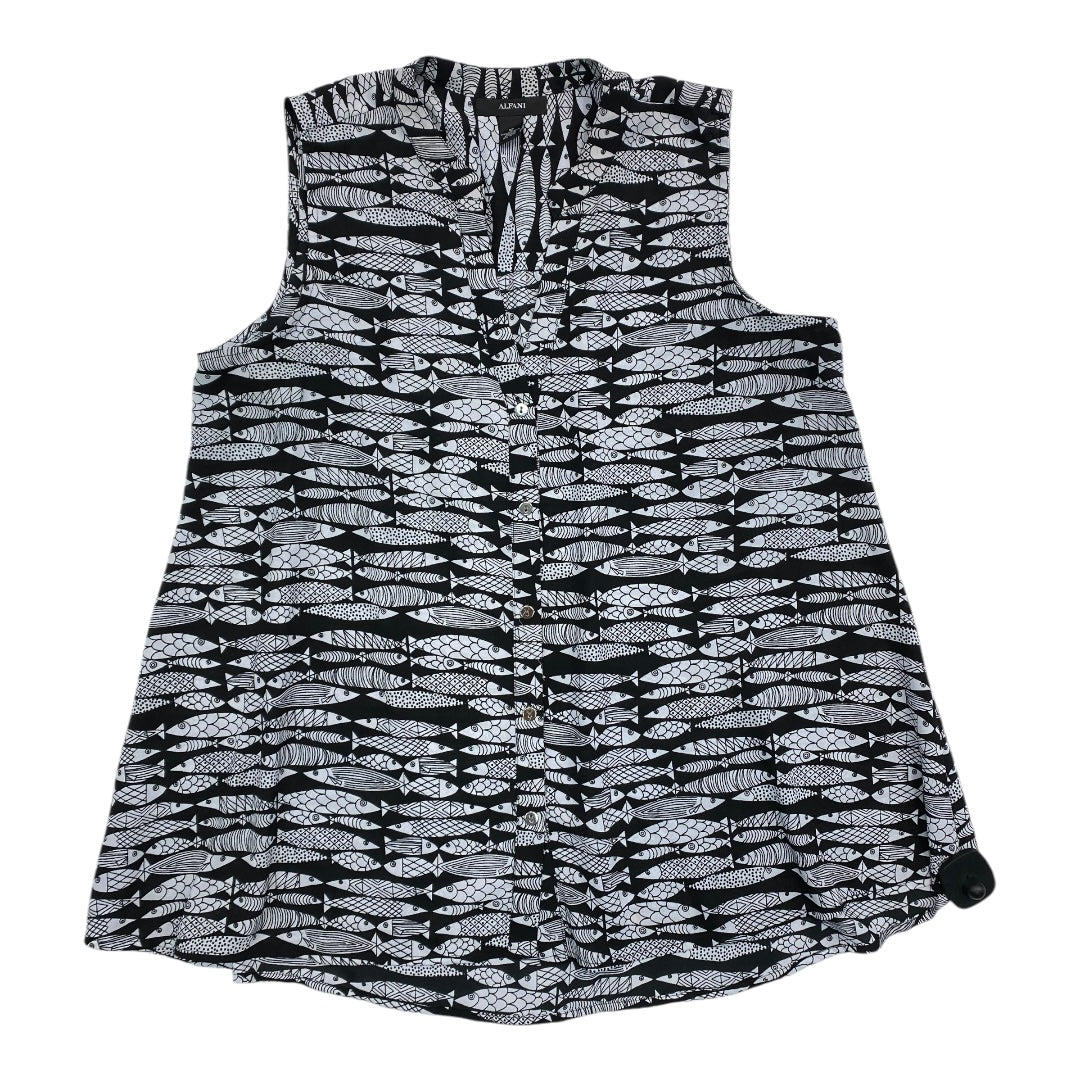 Top Sleeveless By Alfani In Black & Grey, Size: 12