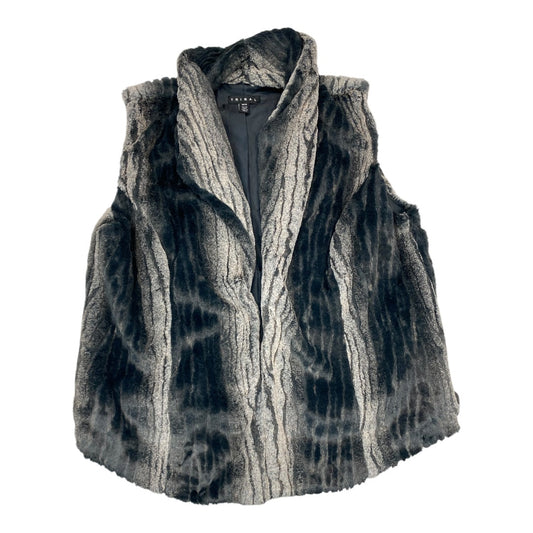 Vest Faux Fur & Sherpa By Tribal In Grey & White, Size: M