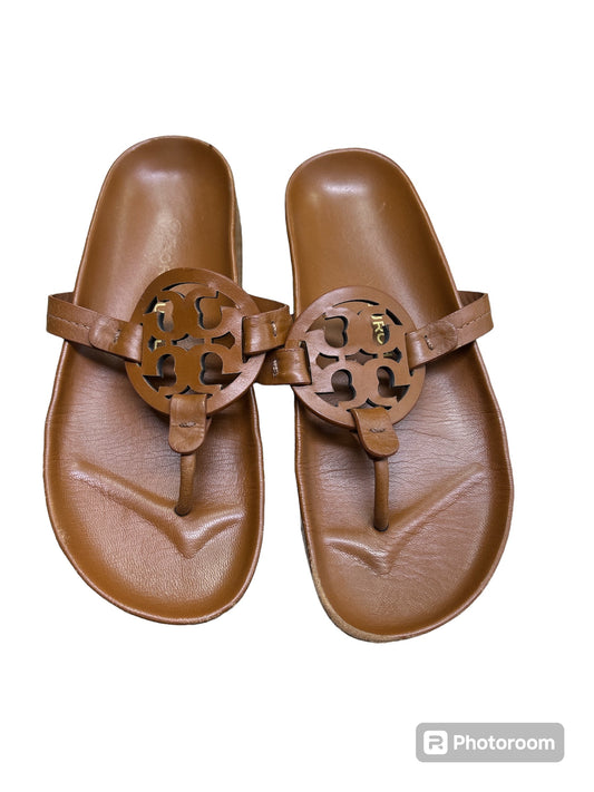 Brown Sandals Designer Tory Burch, Size 6