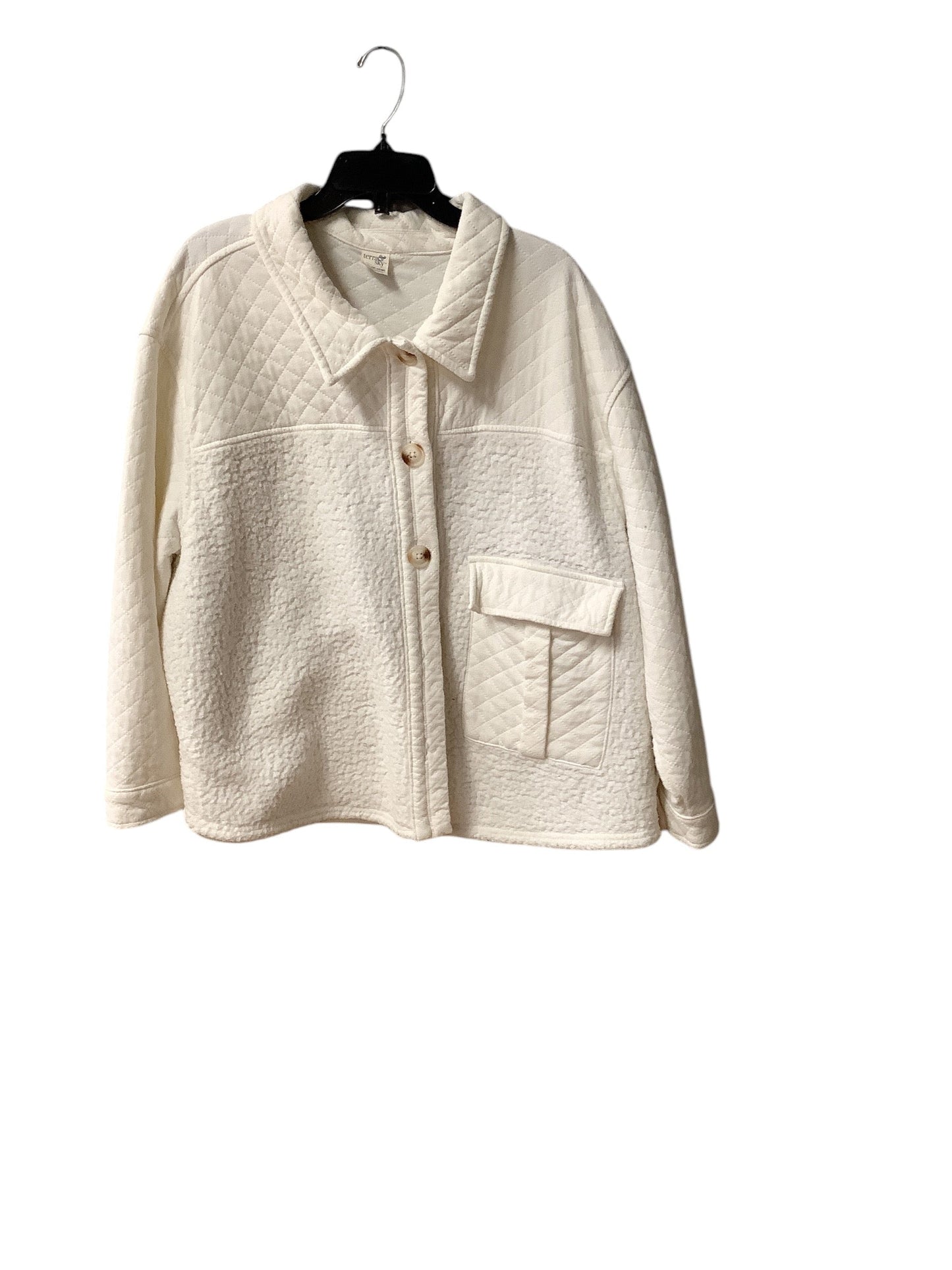 Jacket Shirt By Terra & Sky In Cream, Size: 3x