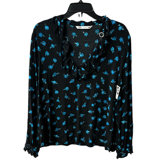 Top Long Sleeve By Zara In Floral Print, Size: L