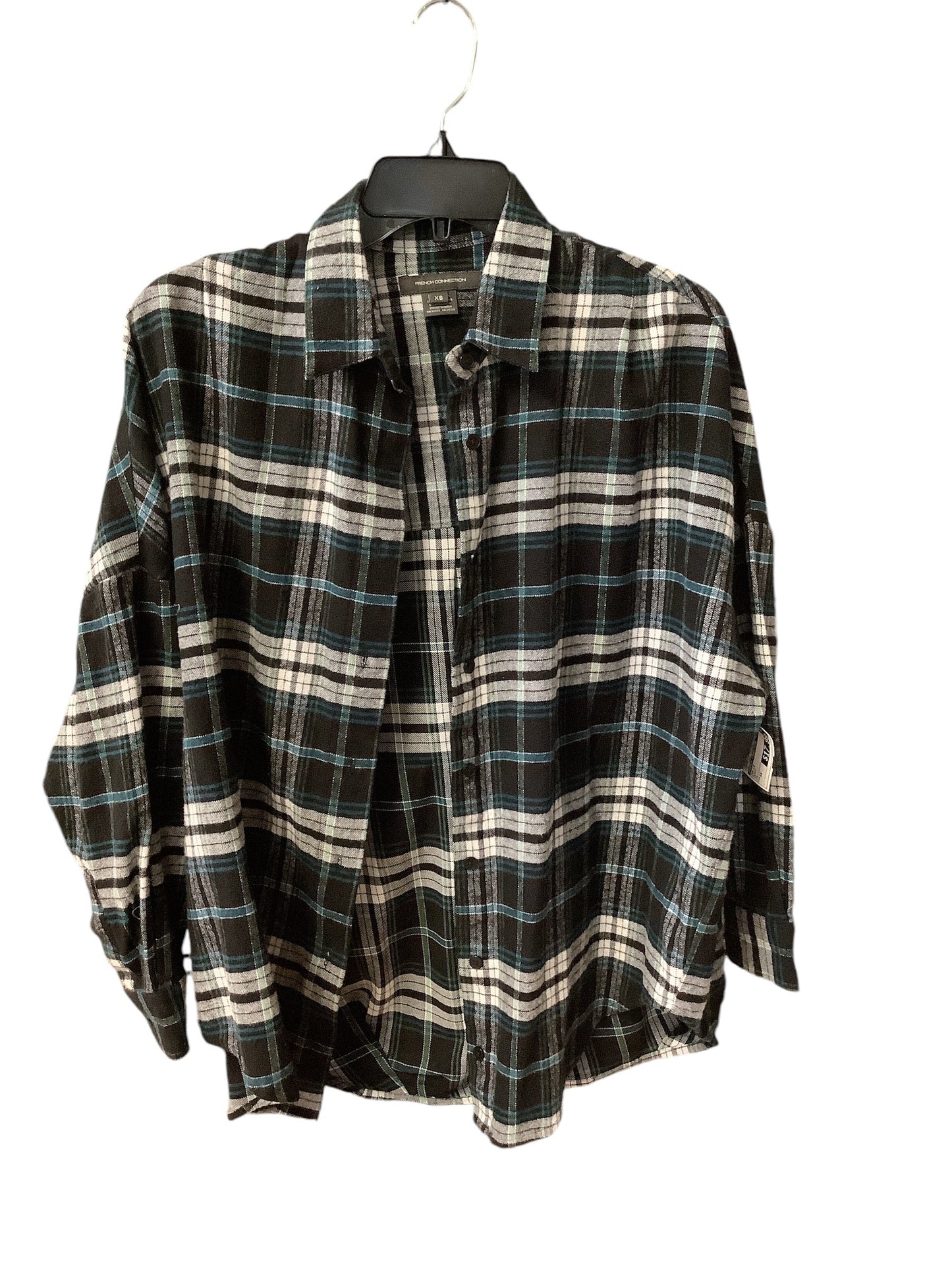 Top Long Sleeve By French Connection In Plaid, Size: Xs