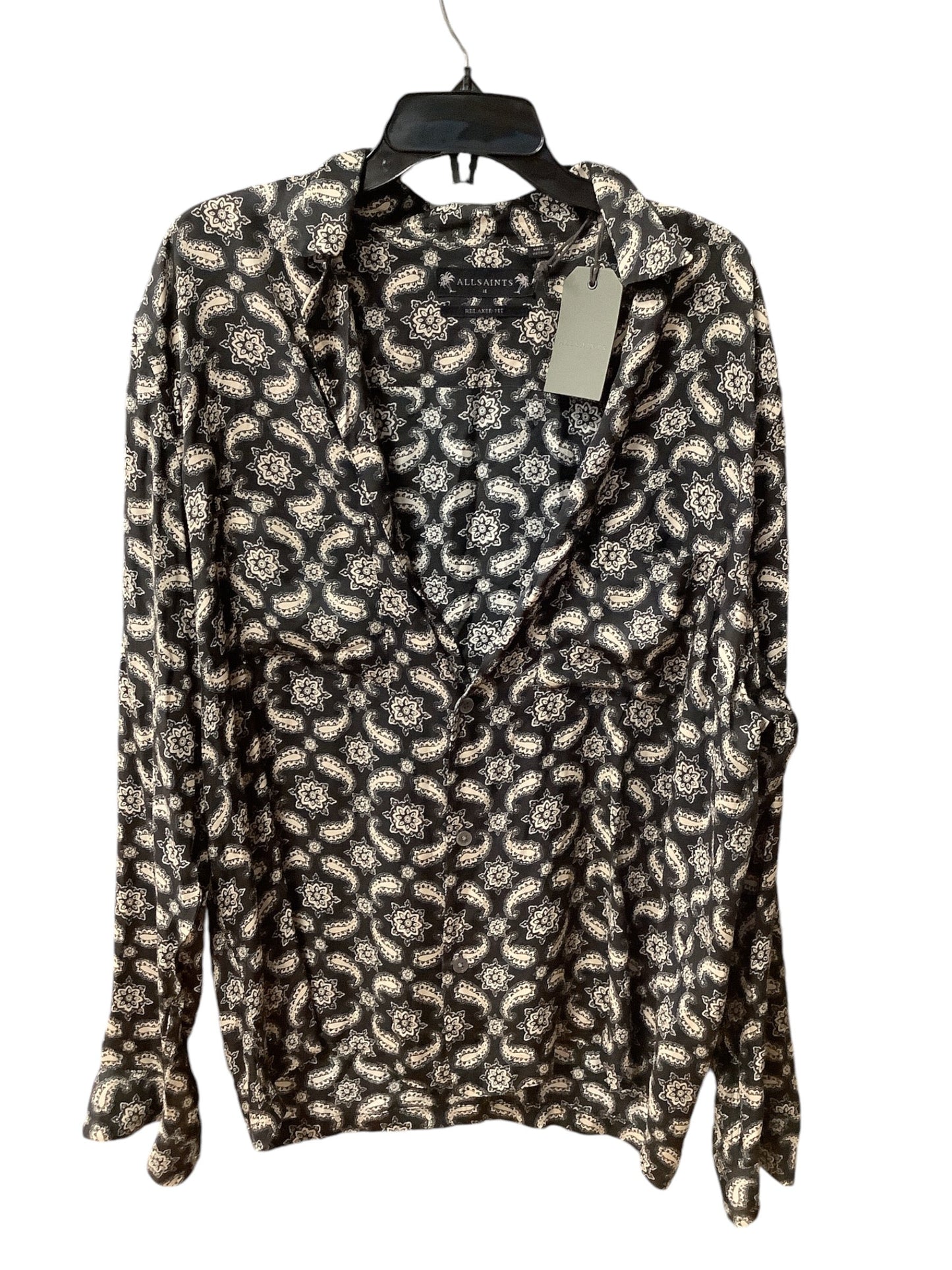 Top Long Sleeve By All Saints In Black & Cream, Size: M