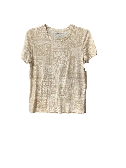 Top Short Sleeve Basic By Loft In Tan & White, Size: Xs