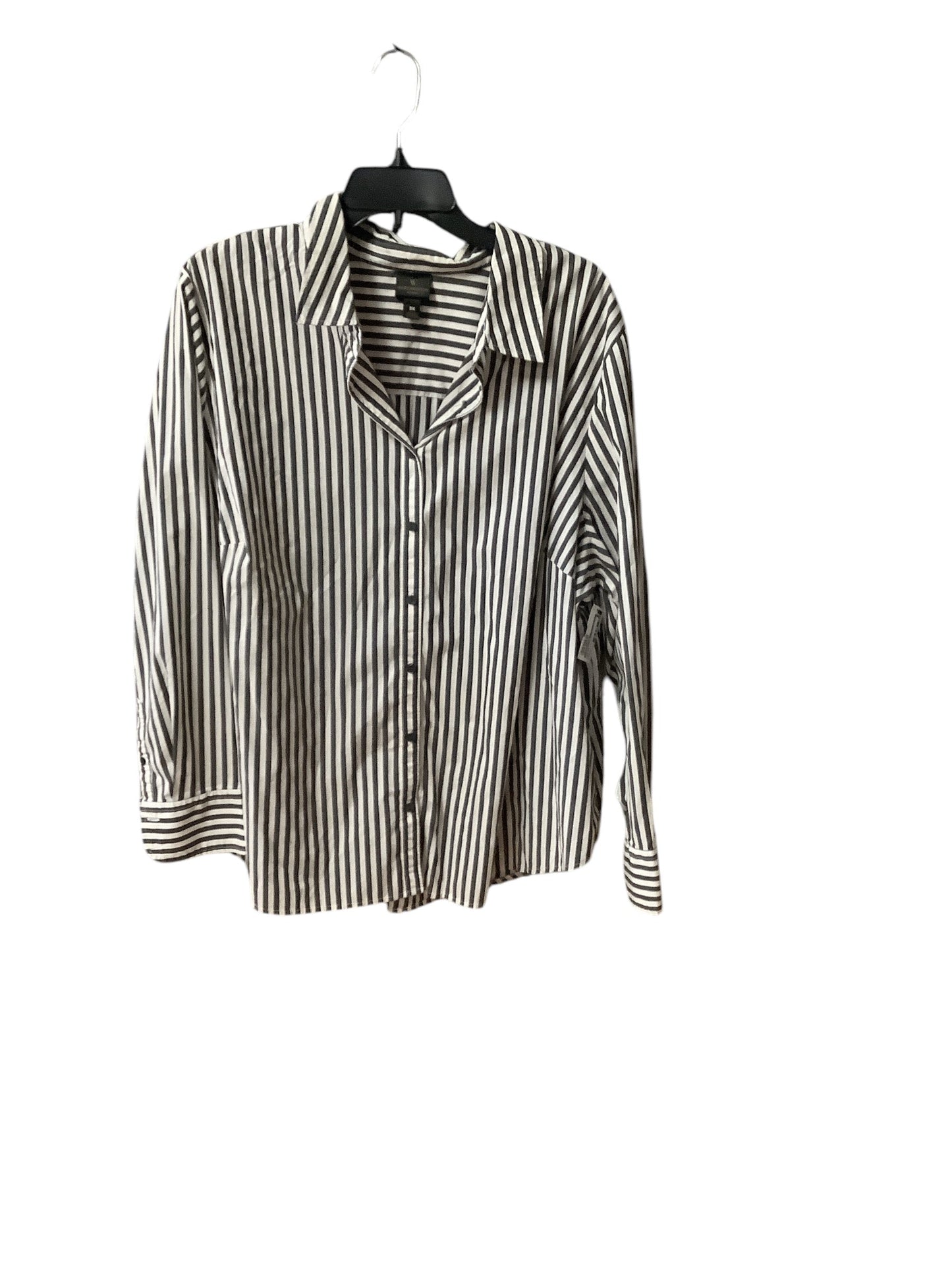 Top Long Sleeve By Worthington In Striped Pattern, Size: 3x