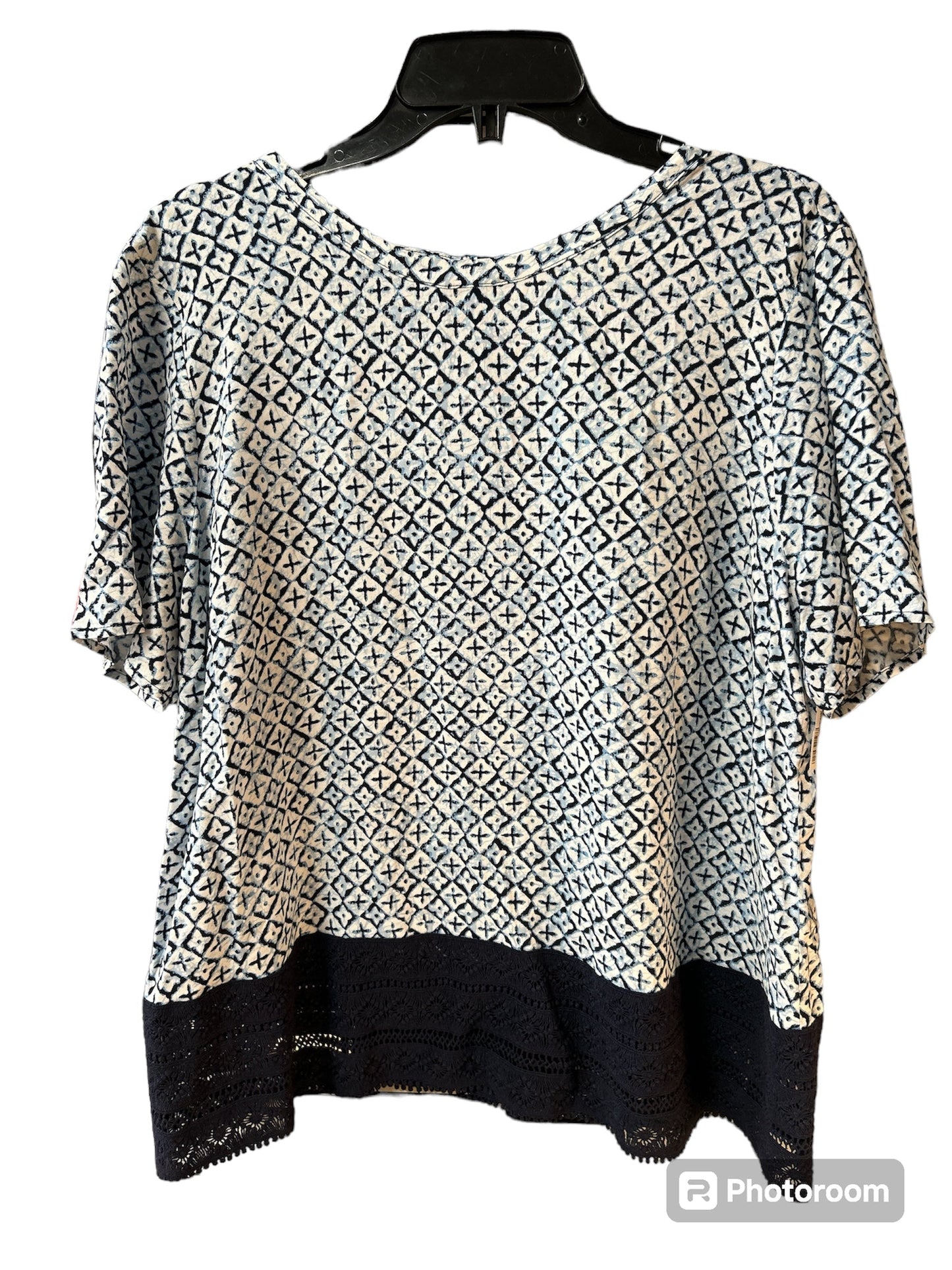 Blue & White Top Short Sleeve Michael By Michael Kors, Size L