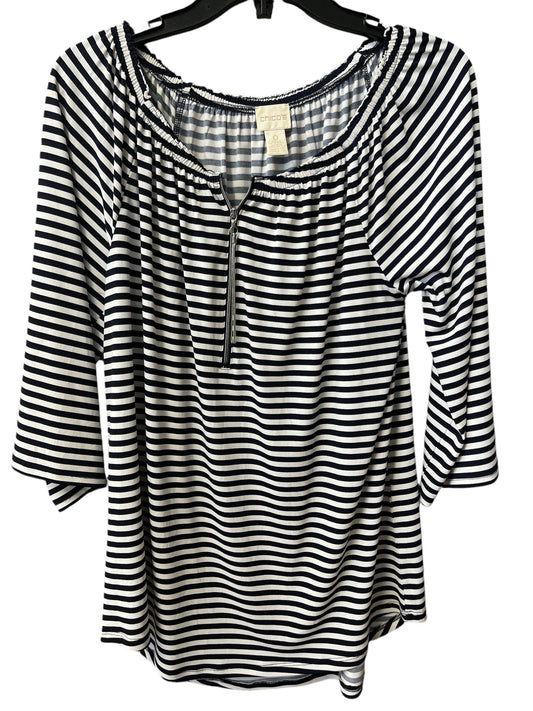 Top Long Sleeve By Chicos In Striped Pattern, Size: S