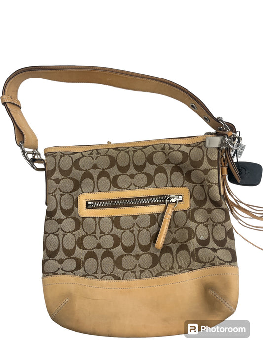 Tan Handbag Designer Coach, Size Medium