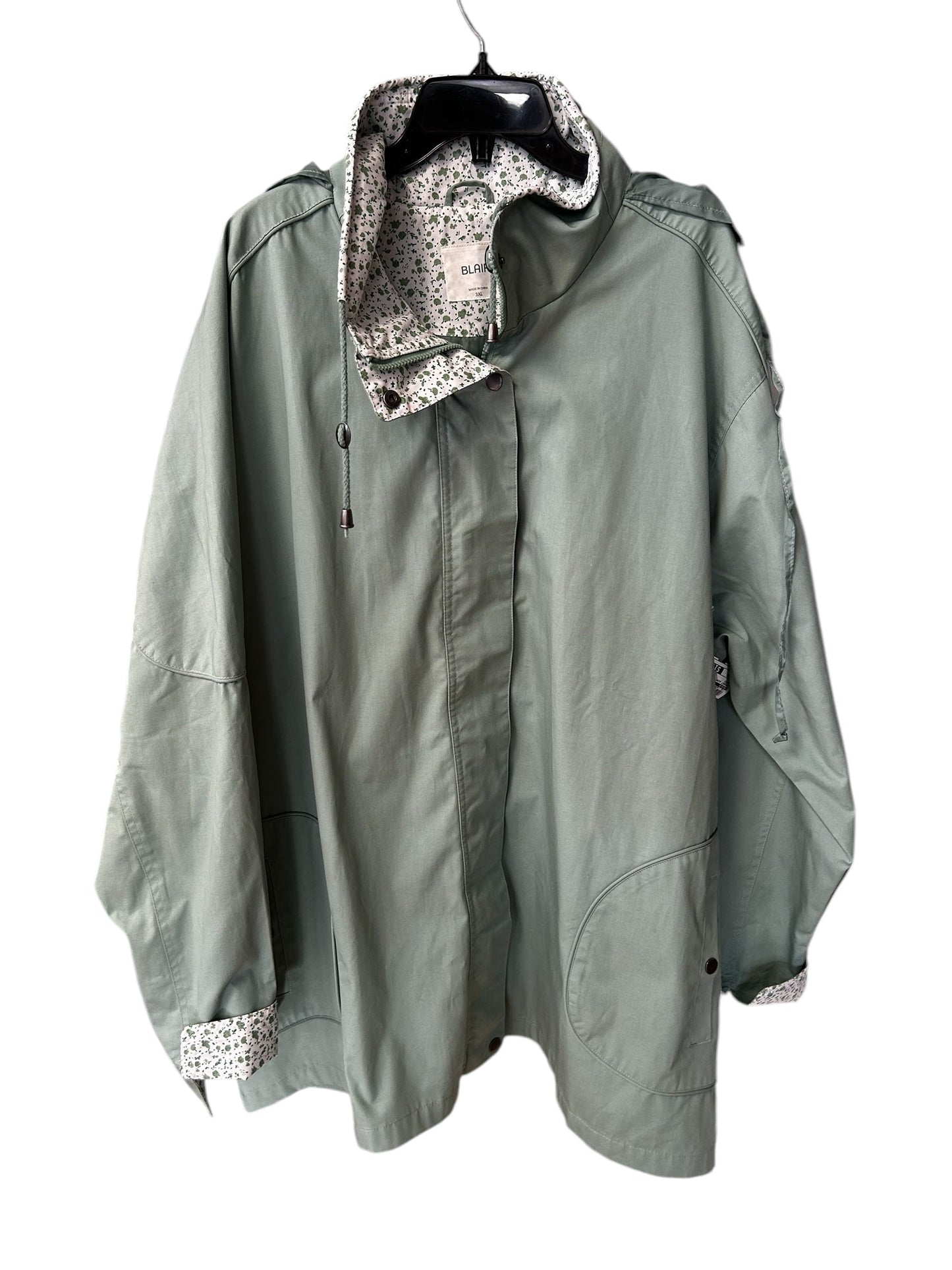 Jacket Windbreaker By Blair In Green, Size: 3x