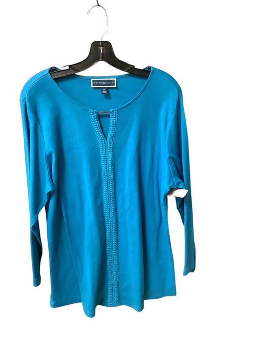 Top 3/4 Sleeve Basic By Karen Scott In Teal, Size: 1x