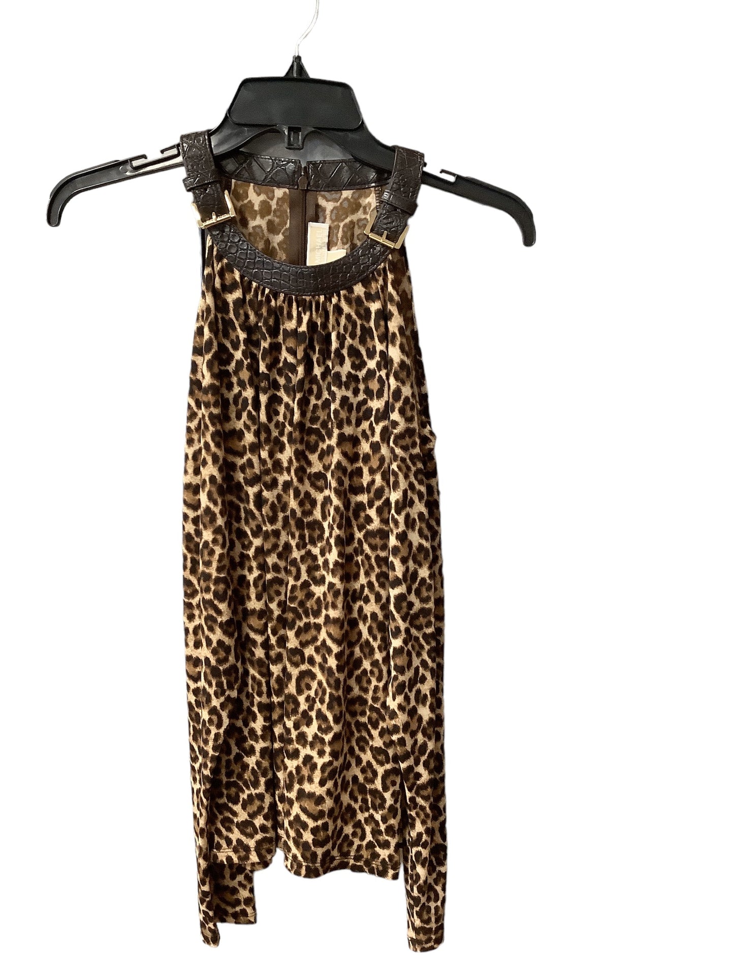 Leopard Print Top Long Sleeve Designer Michael By Michael Kors, Size S