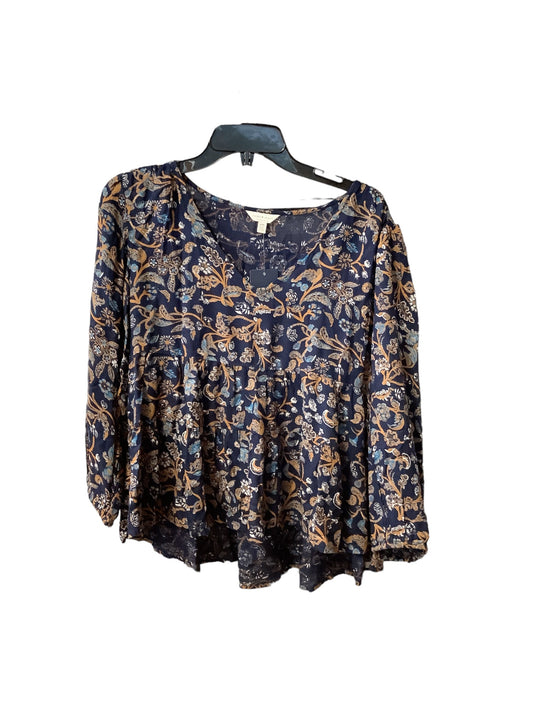 Top 3/4 Sleeve By Lucky Brand In Navy, Size: M