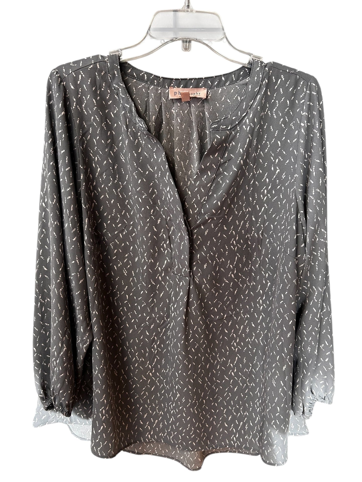 Top Long Sleeve By Philosophy In Grey, Size: 1x