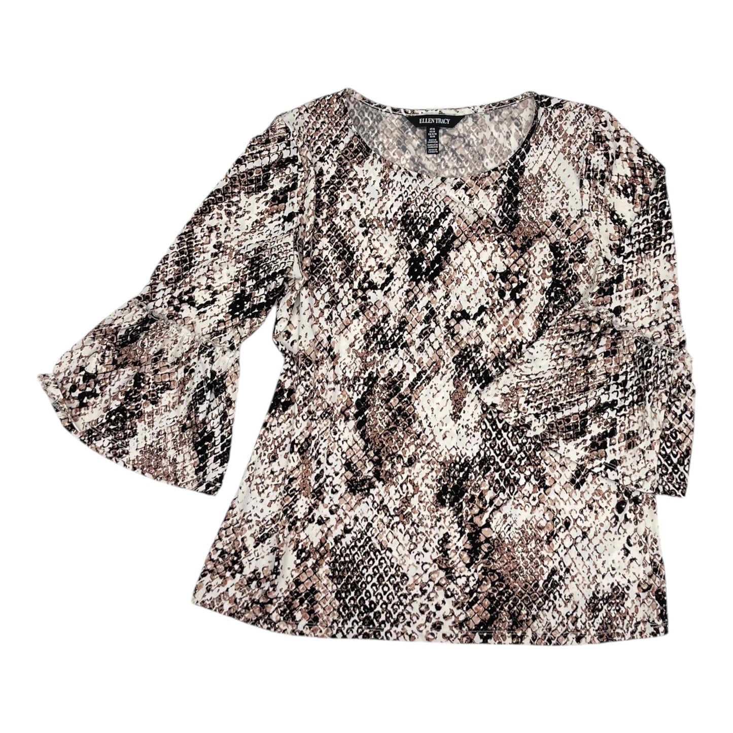 Top 3/4 Sleeve By Ellen Tracy In Snakeskin Print, Size:M