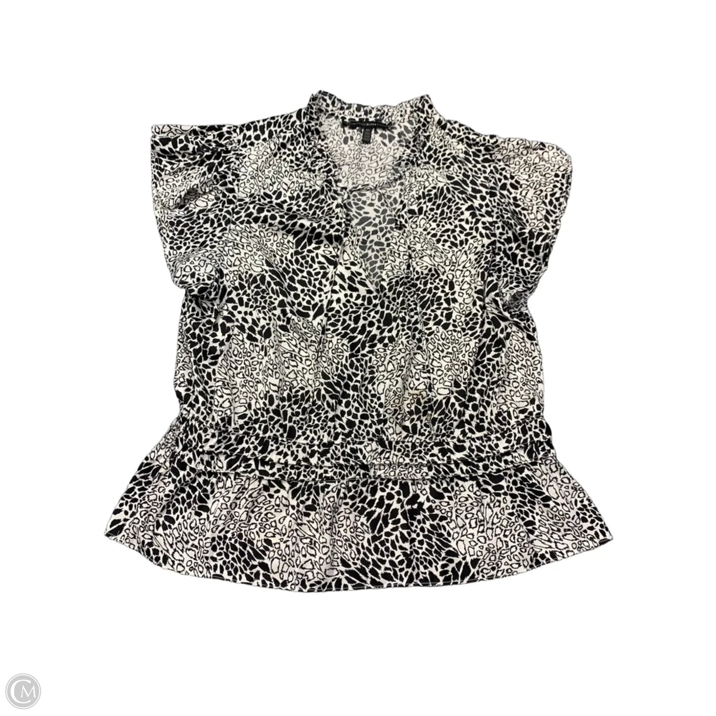 Blouse Short Sleeve By White House Black Market In Black & Cream, Size: Xl