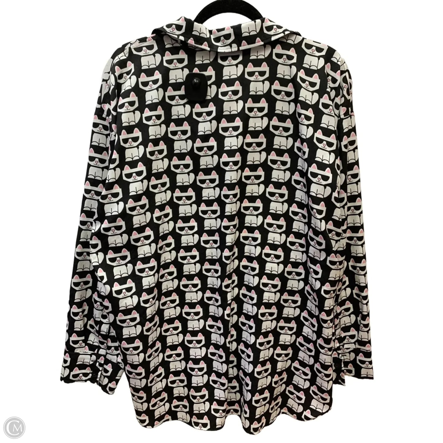 Blouse Designer By Karl Lagerfeld In Black & Pink, Size: Xl