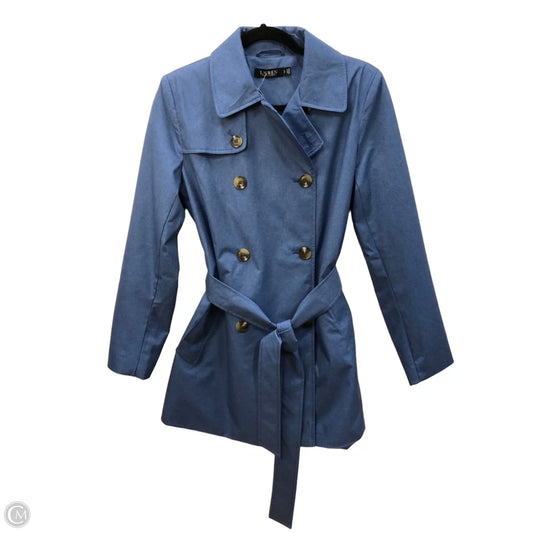 Coat Trench Coat By Lauren By Ralph Lauren In Blue, Size: S