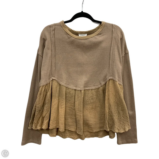 Top Long Sleeve By Andree By Unit In Brown, Size: L