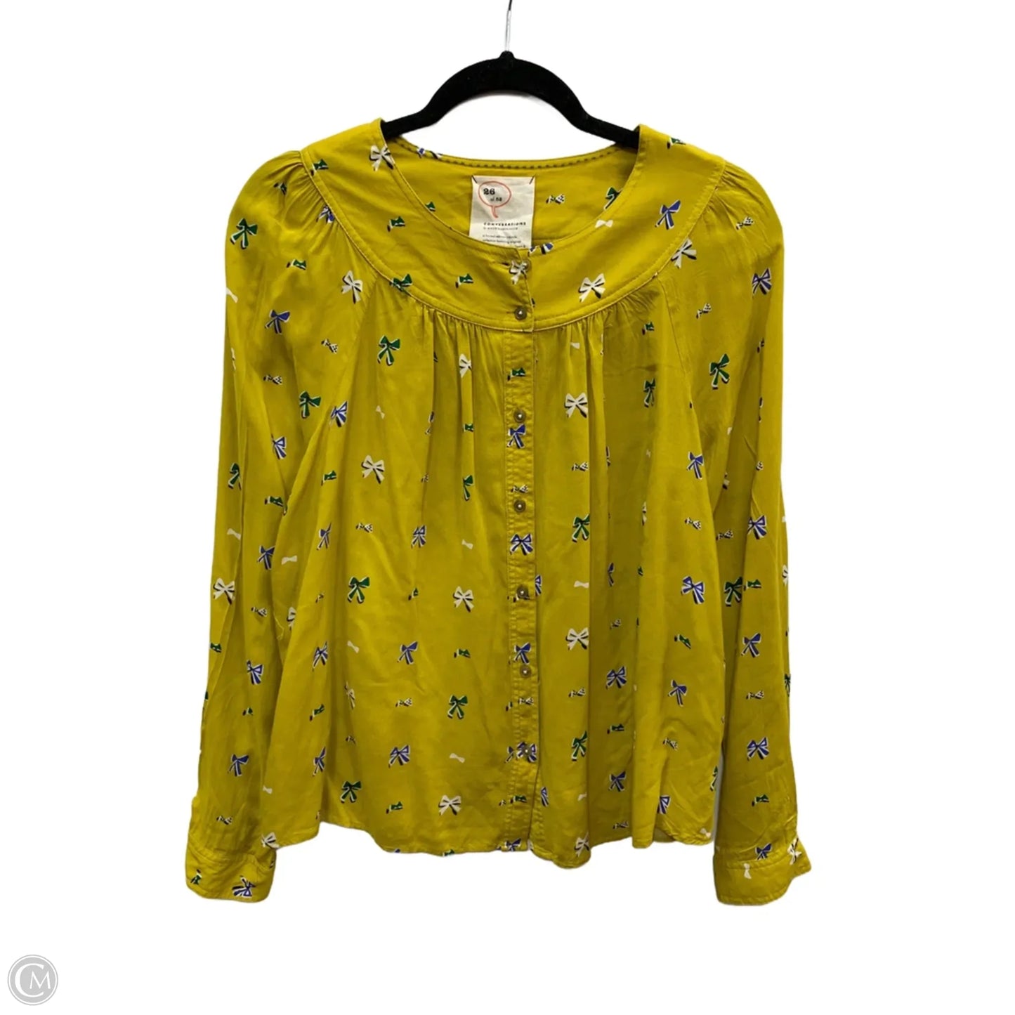 Blouse Long Sleeve By Anthropologie In Yellow, Size: 12