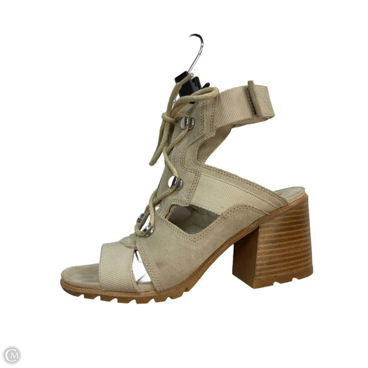 Sandals Heels Block By Sorel In Beige, Size: 9