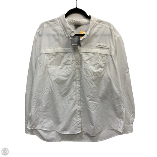 Top Long Sleeve By Eddie Bauer In White, Size: 2x