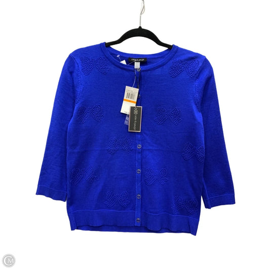 Sweater Cardigan By Cable And Gauge In Blue, Size: S