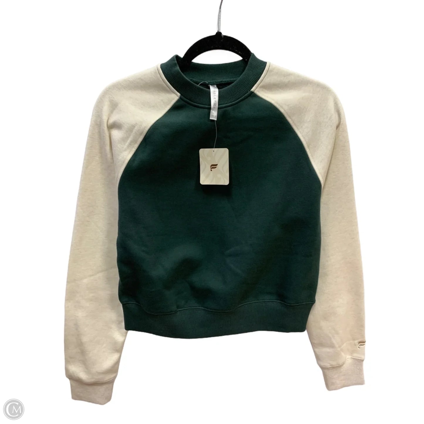 Sweatshirt Crewneck By Fabletics In Cream & Green, Size: Xs
