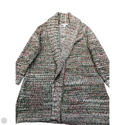 Sweater Cardigan By Coldwater Creek In Green & Red, Size: M