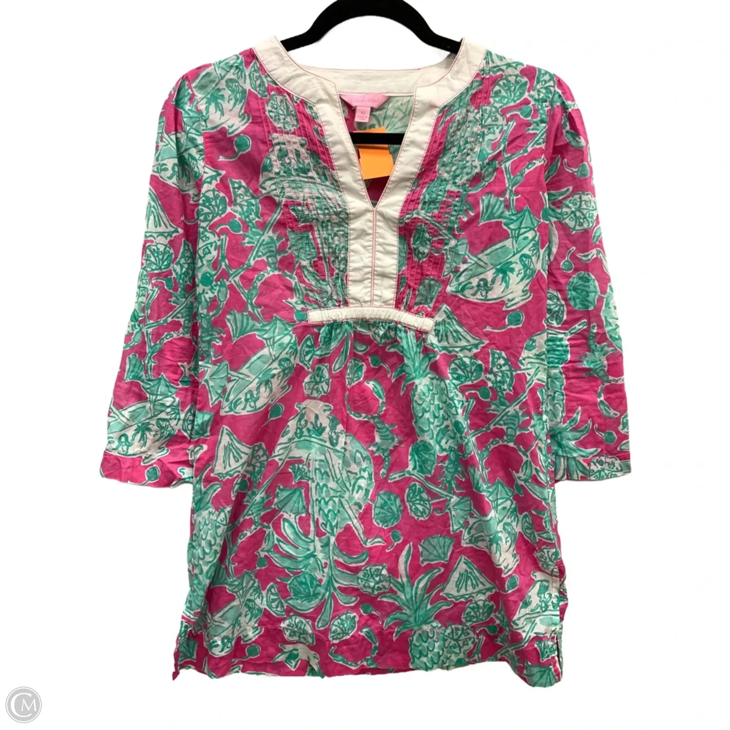 Blouse Designer By Lilly Pulitzer In Blue & Pink, Size: Xs