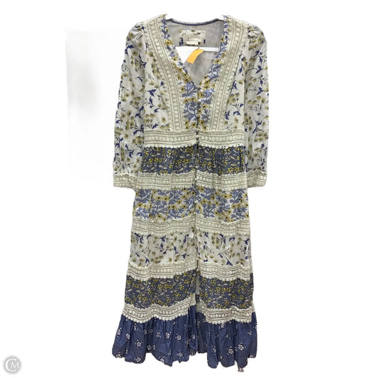 Dress Casual Maxi By Anthropologie In Blue & White, Size: 4