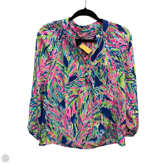Blouse Designer By Lilly Pulitzer In Blue & Pink, Size: Xs