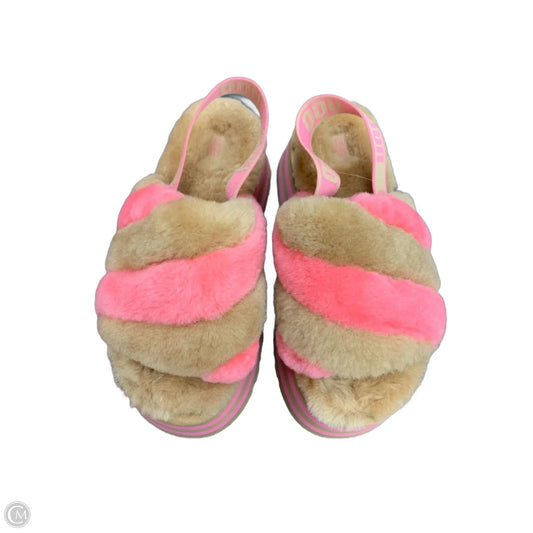 Slippers Designer By Ugg In Brown & Pink, Size: 7
