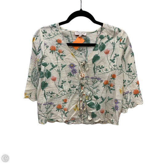 Blouse Short Sleeve By Laura Ashley In Floral Print, Size: Xs