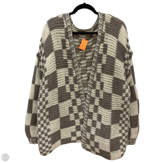 Sweater Cardigan By Talulah In Cream & Grey, Size: L