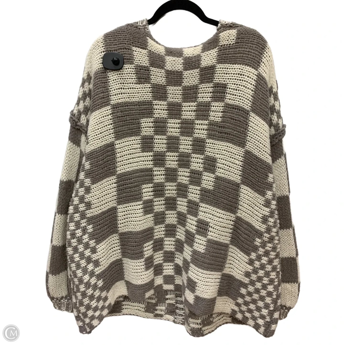 Sweater Cardigan By Talulah In Cream & Grey, Size: L