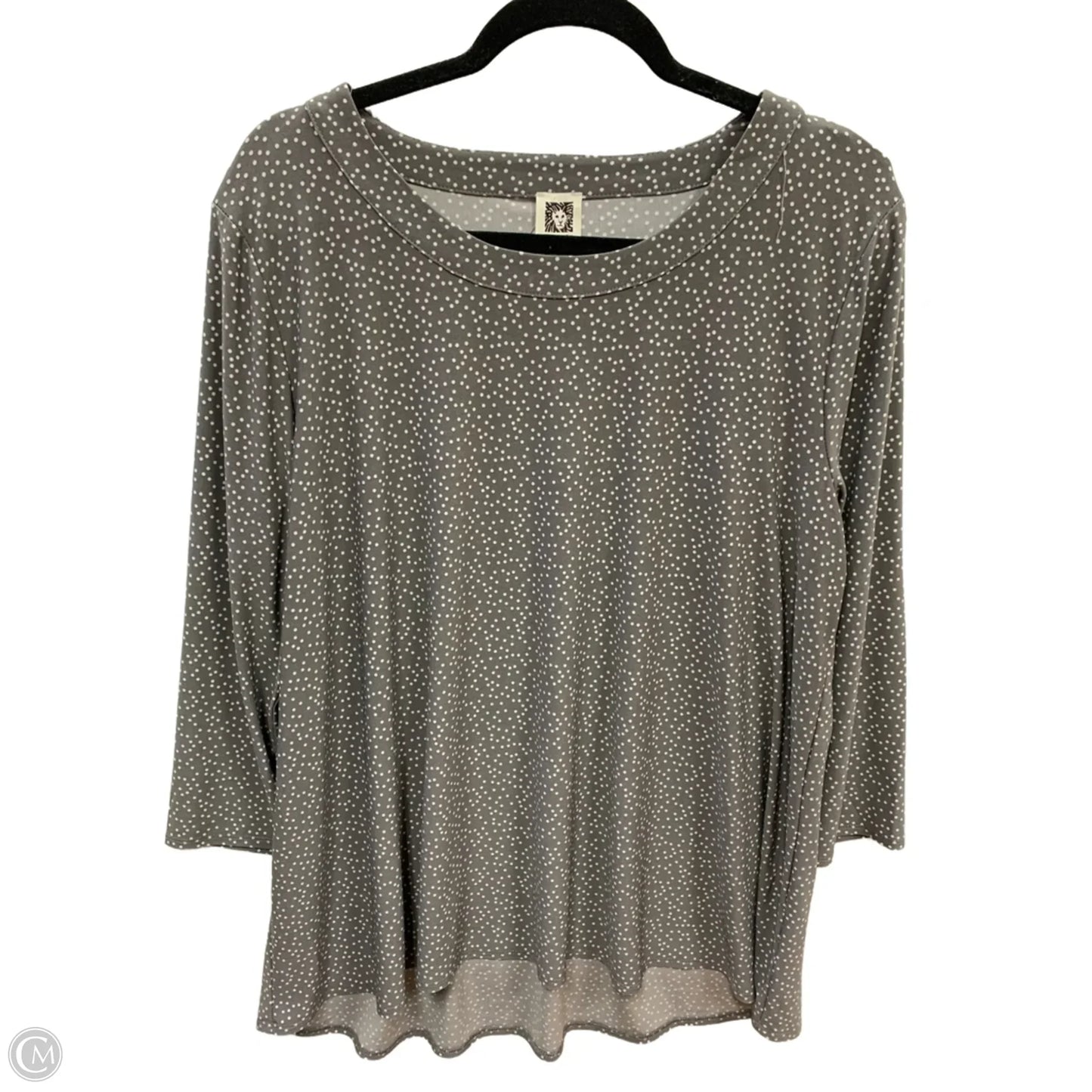 Top Long Sleeve By Anne Klein In Grey & White, Size: Xl