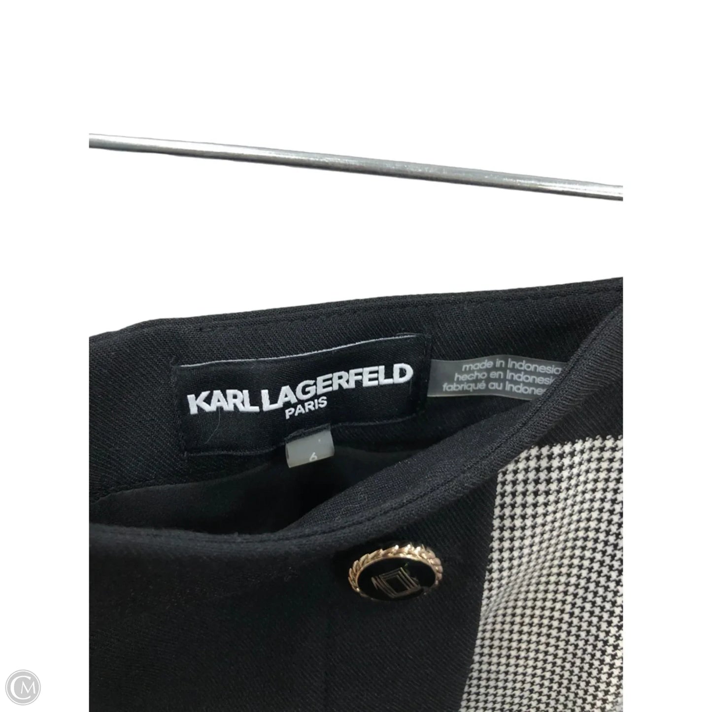 Skirt Designer By Karl Lagerfeld In Black & Grey, Size: 6