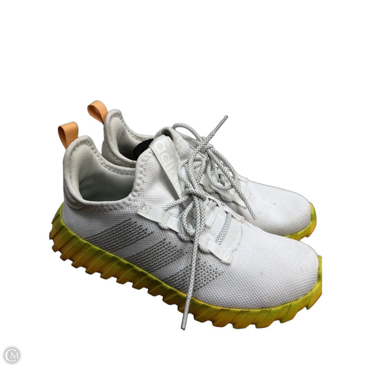 Shoes Athletic By Adidas In White & Yellow, Size: 6