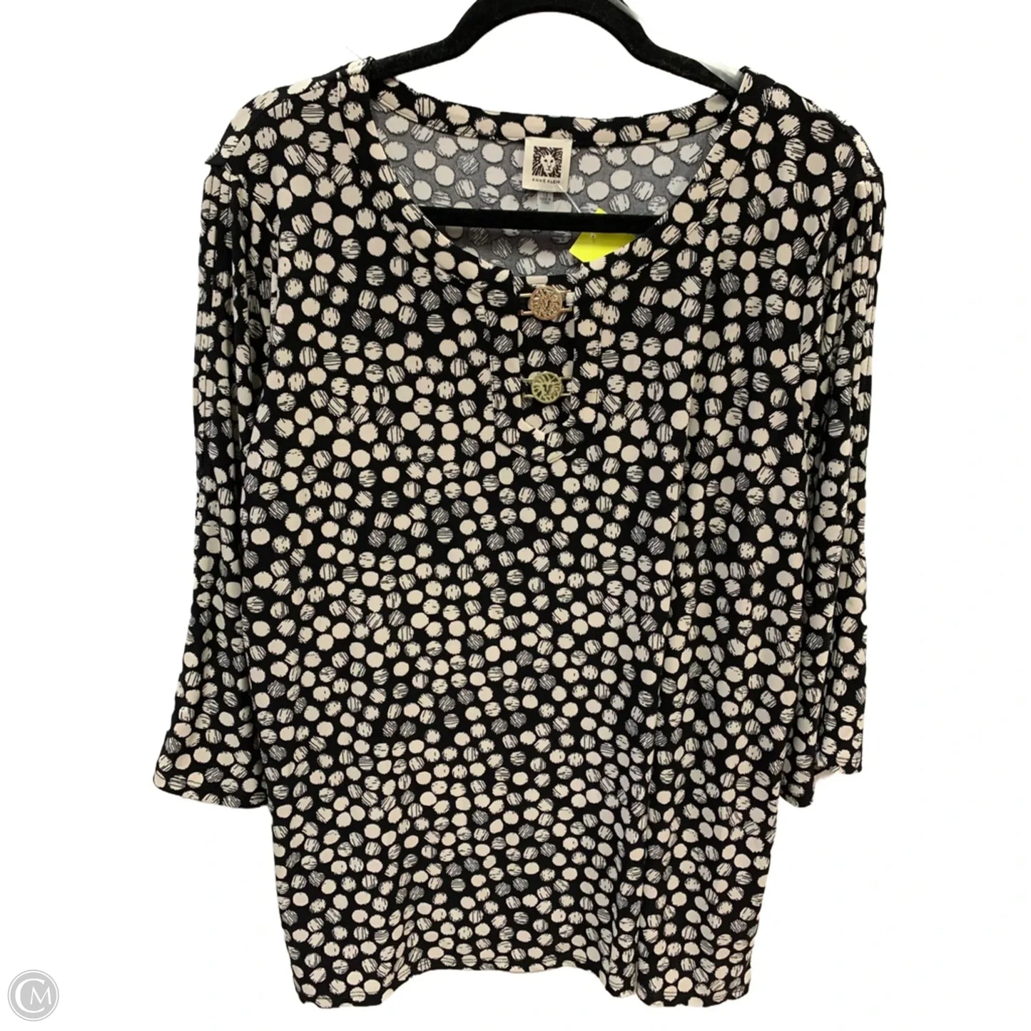 Top Long Sleeve By Anne Klein In Black & Tan, Size: 1x