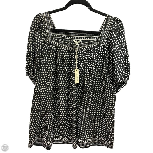 Top Short Sleeve By Max Studio In Black & Cream, Size: 2x