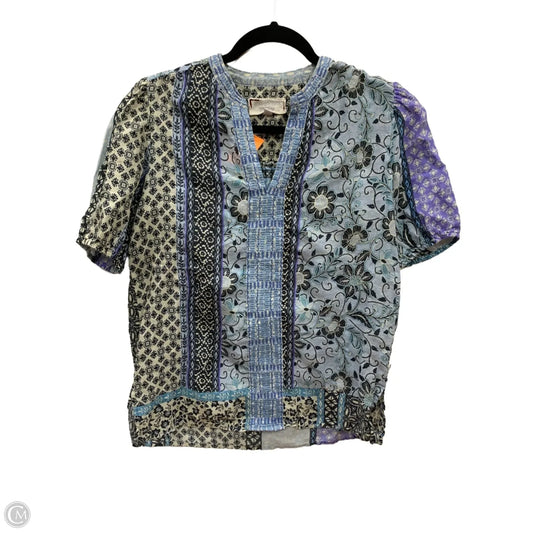 Top Short Sleeve By Johnny Was In Blue & Cream, Size: Xs
