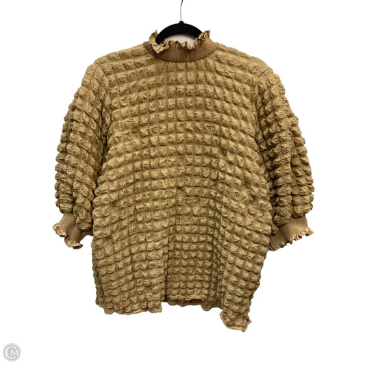Top Short Sleeve By Simply Southern In Tan, Size: L