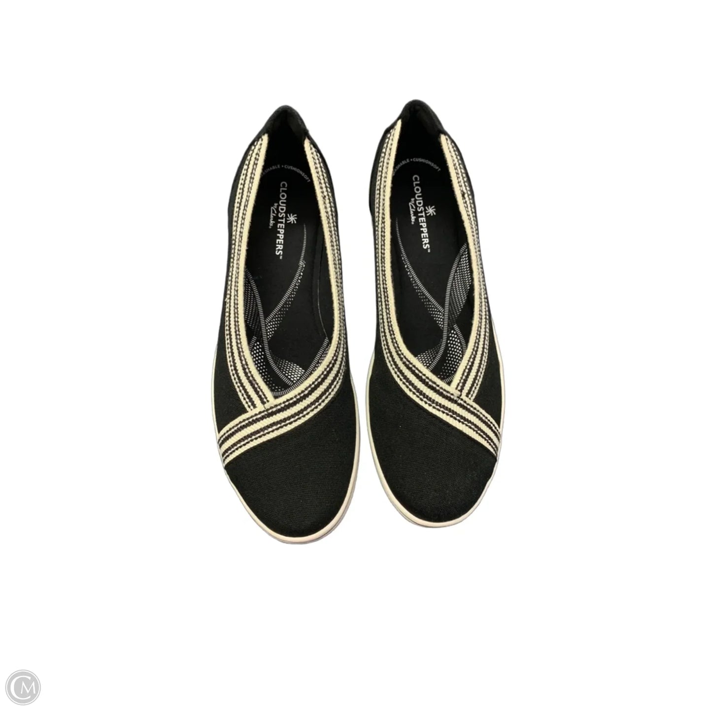 Shoes Flats By Clarks In Black & White, Size: 9.5